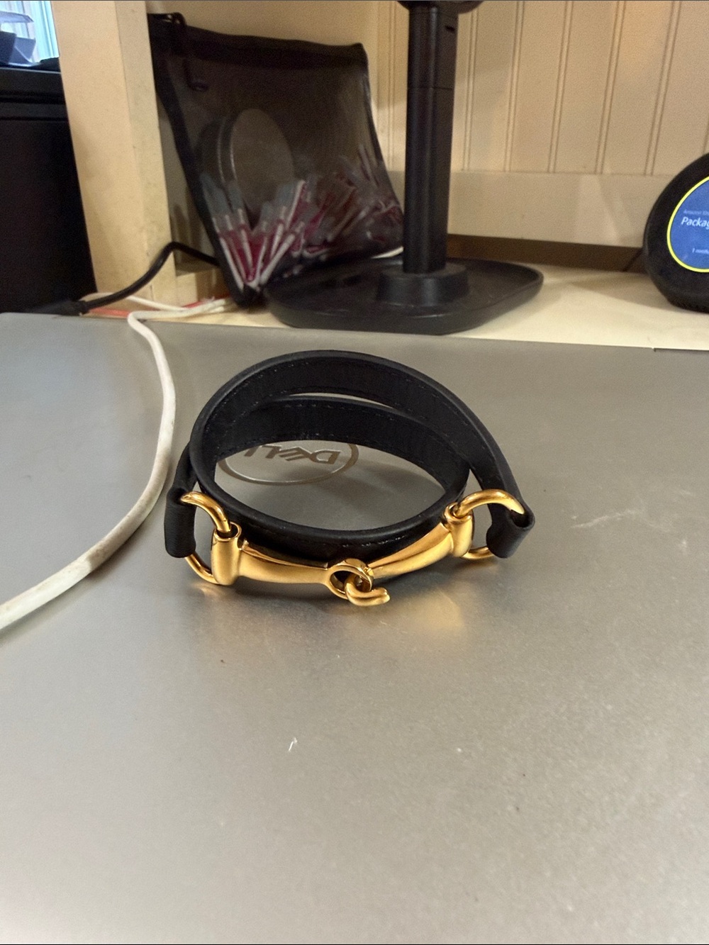 Anne Klein equestrian gold bit wrap bracelet 7.5”